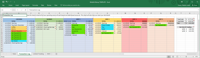Money Spreadsheet 02 Transaction Log