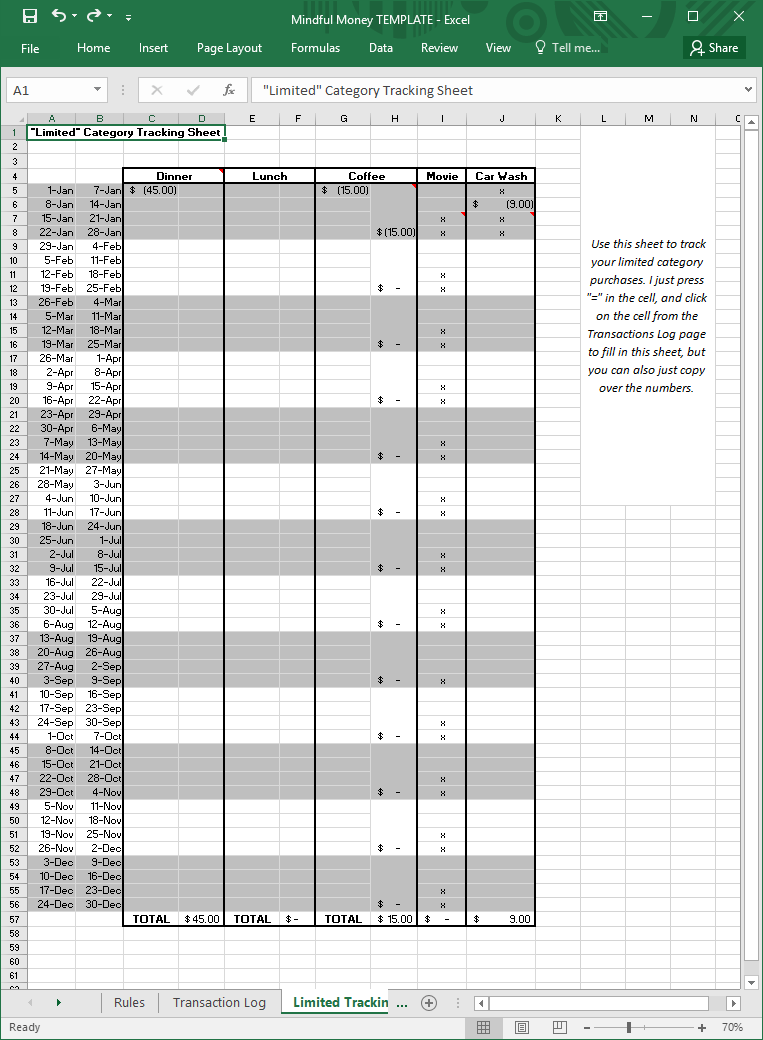 Money Spreadsheet 03 Limited Tracking